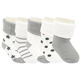 Ateid Baby Socken Frottee Gefüttert 5er-Pack Grau 6-12 Monate (Herstellgr. M)