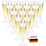 Lutranstra 30 Stück Plastik Champagnergläser Kristallklar,160ml Set Elegante Sektgläser für...