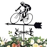 Wetterfahne Für Garten - Metall Wetterhahn Mit Radfahrer Motiv,Messwerkzeuge Wetterhahn Dekostecker...