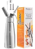 Runesol Sahnespender 500ml, Professionelle Sahnesyphon für Nachspeisen, Sahnesiphon mit 3 Edelstahl...