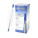 Westcott Kugelschreiber NOW 50 Stück Blau | Dokumentenecht nach ISO 12757-2 | Strickstärke M 0,5mm...