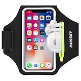 HAISSKY Sportarmband Mit Kopfhörer Tasche Sportarmband Handytasche Sport für iPhone 15 Pro Max/14...