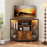 Dripex TV Eckschrank mit LED-Beleuchtung, Eckkommode Fernsehtisch für Wohnzimmer, Industriedesign,...