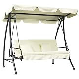 Hommdiy 2 in 1 Hollywoodschaukel mit Liegefunktion 3-Sitzer Gartenschaukel mit verstellbarem...