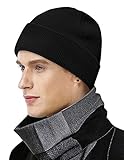 MOBIUSPHY Wintermütze Herren Damen Strickmütze Beanie Mütze Schwarz Wollmütze Winter Erwachsener...