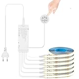 LUCKGULU 12V COB LED Streifen 6 in 1 Set, 6x1M Warmweiß Dimmbar mit Penetrating Touch & Hand Sweep...