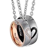 Brateuanoii Paar Halskette Mit Ring Anhänger für Paare - Freundschaftskette Mit Herz, 60Cm 50Cm in...
