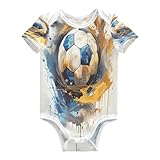 KAAVIYO Cooler Goldener Fußball Baby Body Kurzarm Baumwoll Bodysuit für Kinder 3-24 Monate Sommer