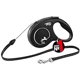 flexi Classic S Seil 5 m schwarz, Roll-Leine für Hunde bis 12 kg