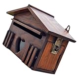 Tofficu Vintage Holzbriefkasten mit Zeitungsfach Wetterfester Vorschlags und Briefkasten aus Holz...