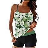 Tankini Damen Set Zweiteilig Tankinis für Damen Bauchweg Bademode Freizeit Badeanzug High Waist...