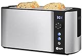 Balter Toaster 4 Scheiben, Langschlitz, Edelstahl, Brötchenaufsatz, LCD Display mit...
