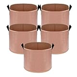 Buhdjfnke 5er-Pack Pflanzsäcke Aus Strapazierfähigem Stoff in Hellbraun, 28 Liter...