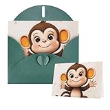 Thinking of You Karten mit Umschlägen, niedlicher Affe, Blanko-Karten für alle Anlässe,...
