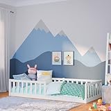 Bellabino Vere Bodenbett 90x200 cm – Montessori Kinderbett mit Rausfallschutz & Lattenrost –...