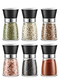 Shoze Gewürzmühle 6er Set Manuelle Plastik Salz und Pfeffermühle Set Transparent Keramikmahlwerk...