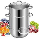 VIVOHOME Dampfentsafter aus Edelstahl für Obst und Gemüse Entsafter Kochtopf 10L mit Deckel aus...