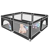 MUL-BOUTIQUE Laufstall Baby mit 4 Saugnäpfe,Laufgitter baby Großer 180x150x66 cm,Mit...