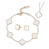 TOFBS Vierblättriges Kleeblatt Schmuckset für Damen und Mädchen 18K Roségold Plattiert Edelstahl...