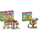 SCHLEICH 42407 Farm World Bauernhaus mit Stall und Tieren & 42408 Farm World Abenteuer Baumhaus, 60...