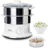 Tefal Dampfgarer VC1451 | 2 Edelstahlbehälter | 6L Fassungsvermögen | 24cm Durchmesser | Timer und...