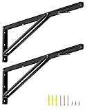 QWORK® 2 Stück 600mm Metall Schwerlast Klappkonsole, Platzsparend Klappwinkel für DIY Werkbank,...