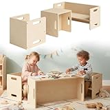 Bellabino Aki Kindersitzgarnitur - Kindermöbel Set 3 teilig - 2in1 Kinderhocker/Beistelltisch aus...