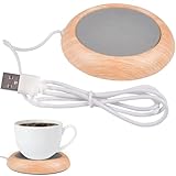 Funmo Kaffeetassenwärmer,Tassenwärmer für Schreibtisch mit USB-Getränkewärmer Holzmaserung...