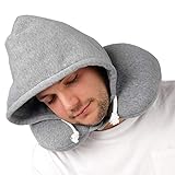 Bestgoodies Kapuzen Nackenkissen, Hoodie Kissen in Grau - Ideal als Kopkissen für Reisen - Regular...