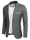 COOFANDY Herren Sakko Sportlich Slim Fit Blazer Anzugjacke Langarm Business Sakko EIN Knopf Grau M