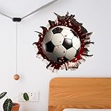 4 PCS Wandtattoo Fußball Selbstklebend Abnehmbaren Wandsticker Fussball Wasserfester Durchbruch...