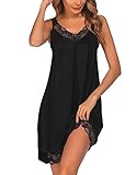 Ekouaer Damen Nachthemd Ärmellos Chemise Nachtwäsche Sexy Lose Full Slips Spitze Negligee...