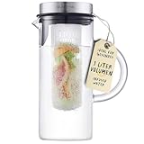 SILBERTHAL Glaskaraffe mit Deckel - 1 Liter Karaffe mit Fruchtsieb- Spülmaschinenfest &...