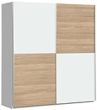 FORTE Winner Schwebetürenschrank mit 2 Türen, Holzwerkstoff, Weiß + Sonoma Eiche Dekor, 170.3 x...