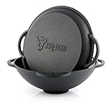 BBQ-Toro Gusseisen Kazan mit Deckel | 6,9 Liter | Traditioneller Gusstopf | Kasan mit abgeflachtem...