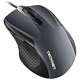 TECKNET Maus mit Kabel, Optical Business Mouse Verdrahtete Ergonomische Maus mit 6 Tasten, 2...