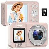 CAMWORLD 4K-Digitalkamera mit 64 MP mit Autofokus, 32 GB SD-Karte, Dual-Display vorne und hinten,...