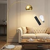 Stehlampe Wohnzimmer Dimmbar Gold, Modern Glockenschirm Design LED Stehleuchte mit Fernbedienung,...