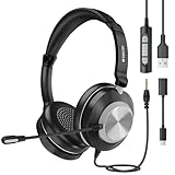 Voistek USB -Headset mit Mikrofon für PC -Laptop, 3,5 mm/USB/USB C -Kopfhörer, verkabeltes...