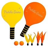 INPODAK Beach Ball Spiel Set,Strandball Schlägerset für Kinder,2 Schläger, 4 Federbälle, 2...