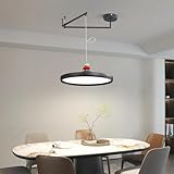 Fordeson Lange LED Pendelleuchte mit Schwenkarm - Schwarze Landhaus-Hängeleuchte, dimmbar...