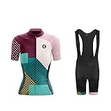 UGLY FROG Top Damen Fahrrad Trikot Set Schnelltrocknend Radtrikot Kurzarm + Radhose mit 20D...