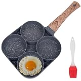 Yesland 4-Tassen-Bratpfanne, 34,2 x 17,8cm mit Bonus Ölbürste, Antihaft-Beschichtet, Pochierte...