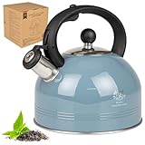 Wasserkessel Induktion (2,5L), Edelstahl Pfeifkessel, Teekessel mit Softgriff, Wasserkocher für...