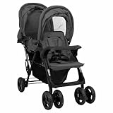 Vopese Tandem-Zwillingskinderwagen Dunkelgrau Stahl Kinderwagen 10348