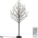 Deuba Kirschblütenbaum 220cm Fernbedienung 220 LED warmweißes Licht Timer 8 Verschiedene Modi...