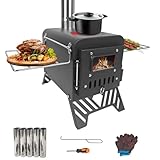 Camp Feuer Zeltofen, Erweiterte Größe:54x28x35cm, Edelstahl Zeltofen mit Kamin, Tragbarer...