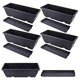 DIYEAH 5 Stück Pflanzkästen aus Kunststoff Rechteckige Gartenbox mit Auffangschale Klein Schwarz...