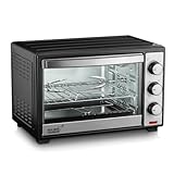 Koliber SUPERMAX X 2000W Mini Backofen 25L Umluft Drehspieß Pizzaofen Tischbackofen Edelstahl 1600W...
