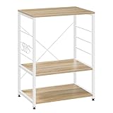 WOLTU Küchenregal, Standregal Mikrowellenhalter, Bäcker Regal Metallregal aus Holz und Stahl, mit...